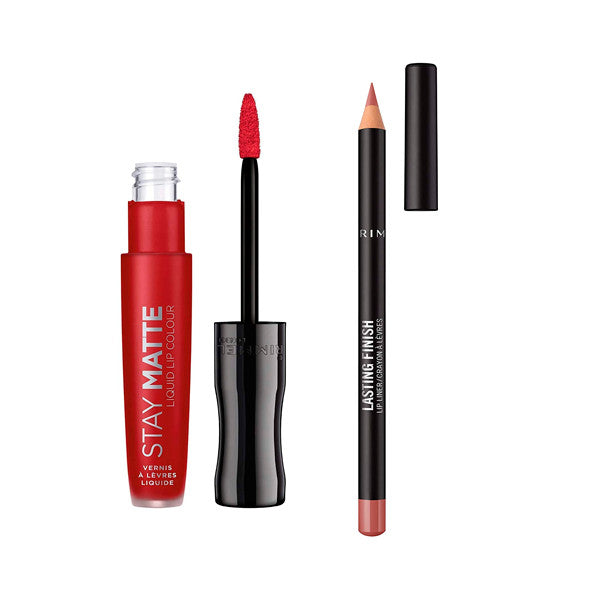 Pack Rouge à Lèvres Liquide Stay Matte + Crayon à Lèvres Lasting Finish - Rimmel London : 500 Fire Starter - 1
