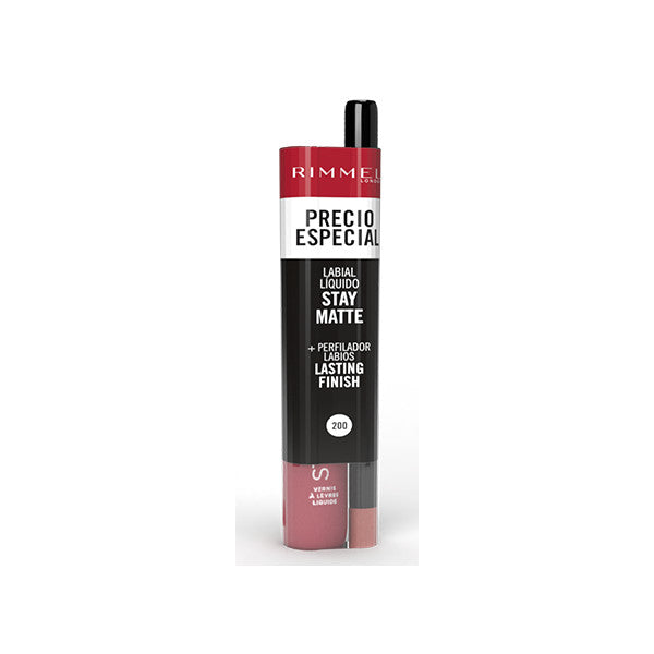 Pack Rouge à Lèvres Liquide Stay Matte + Crayon à Lèvres Lasting Finish - Rimmel London : 200 Pink Blink - 1