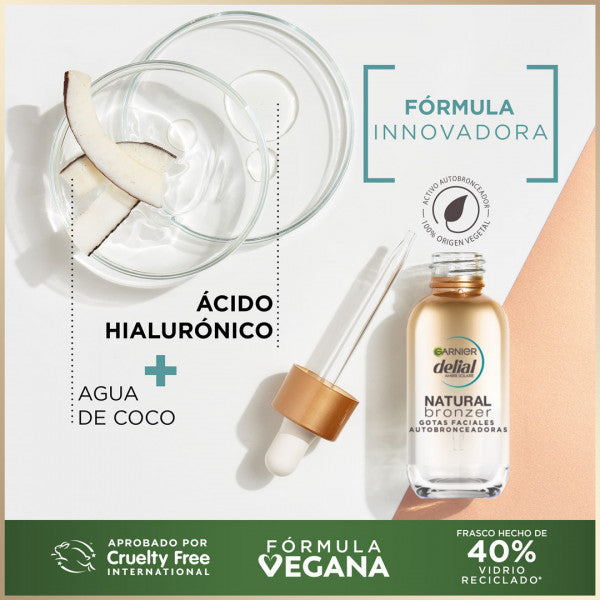 Auto-bronzant naturel en gouttes pour le visage avec acide hyaluronique et eau de coco - Delial - 5