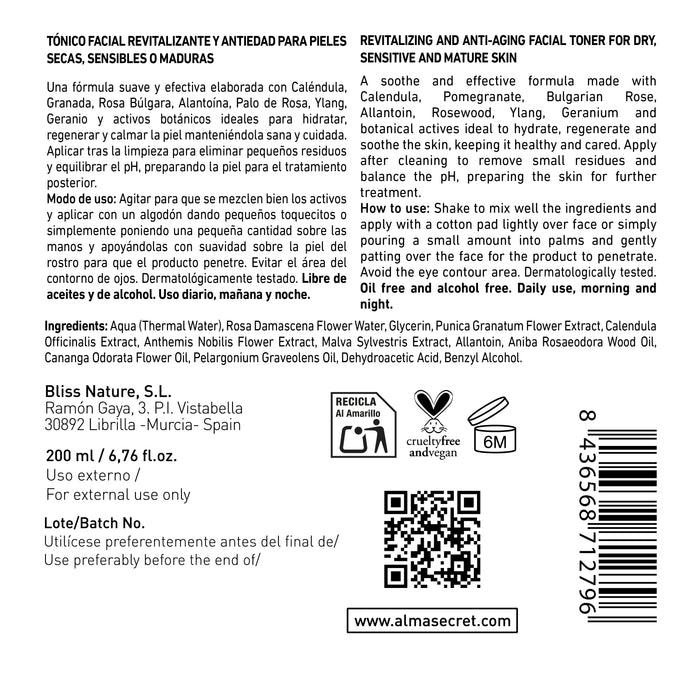 Tonique Visage Revitalisant et Anti-âge - Calendula &amp; Grenade - 150 ml - Alma Secret - 2