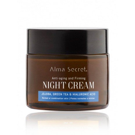 Crème de Nuit Anti-Âge Réparatrice - Jojoba, Thé Vert &amp; Acide Hyaluronique - 50 ml - Alma Secret - 1