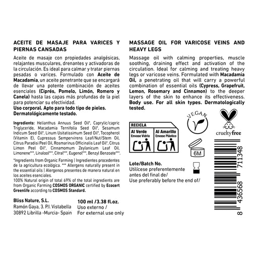 Huile de Massage Varices et Jambes Fatiguées - Cyprès, Pamplemousse &amp; Romarin - 150 ml - Alma Secret - 2