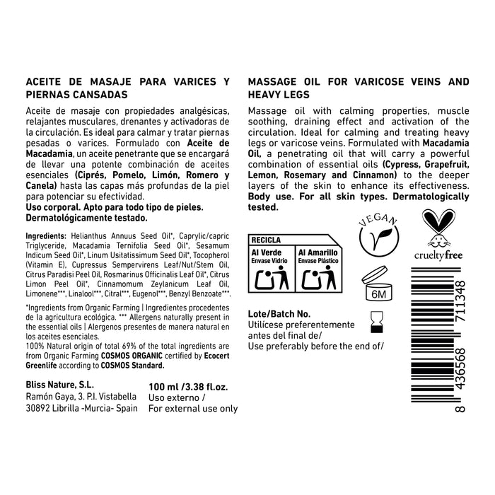 Huile de Massage Varices et Jambes Fatiguées - Cyprès, Pamplemousse &amp; Romarin - 150 ml - Alma Secret - 2