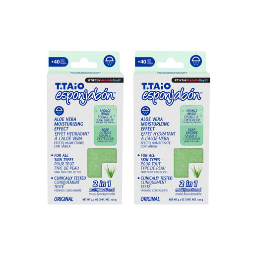 Pack de 2 ÉpongeSavon: Éponge + Savon 2 en 1 - 120gr - T.taio : 2x Aloe - 1