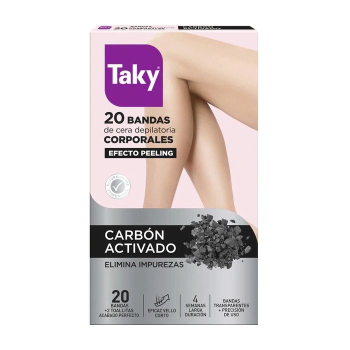 Bandes dépilatoires pour le corps au charbon actif effet peeling - Taky - 1