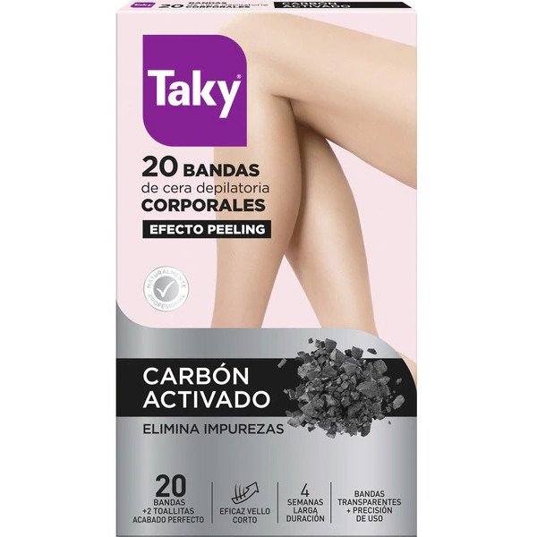 Bandes dépilatoires pour le corps au charbon actif effet peeling - Taky - 1