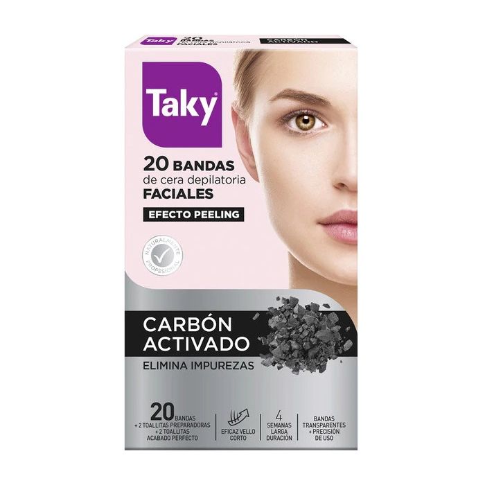 Bandes dépilatoires faciales au charbon actif effet peeling - Taky - 1