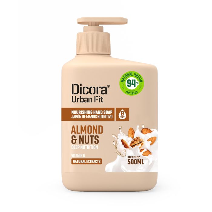 Savon Mains à la Vitamine B, Amande et Noix : 500 ml - Dicora Urban Fit - 1