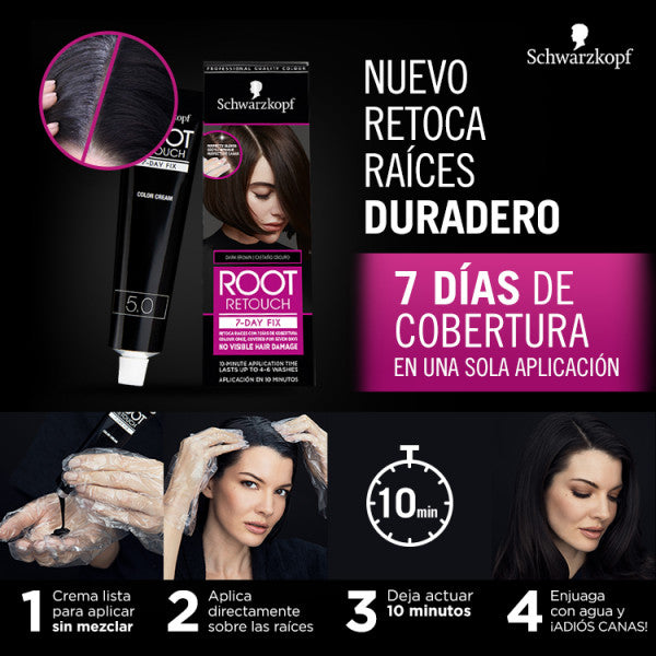 Repeint les Racines Root 7day Fix - Schwarzkopf : CASTAÑO NATURAL - 3