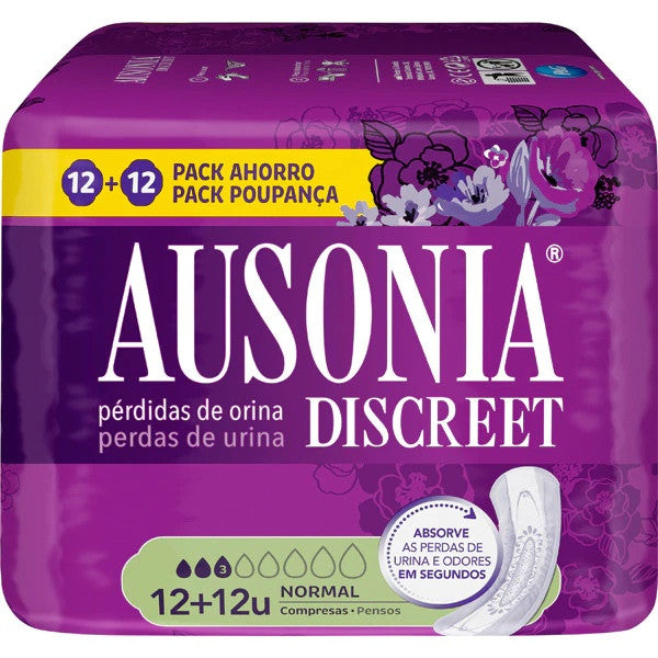 Pertes d'urine discrètes normales - Ausonia : 12 + 12 unidades - 1