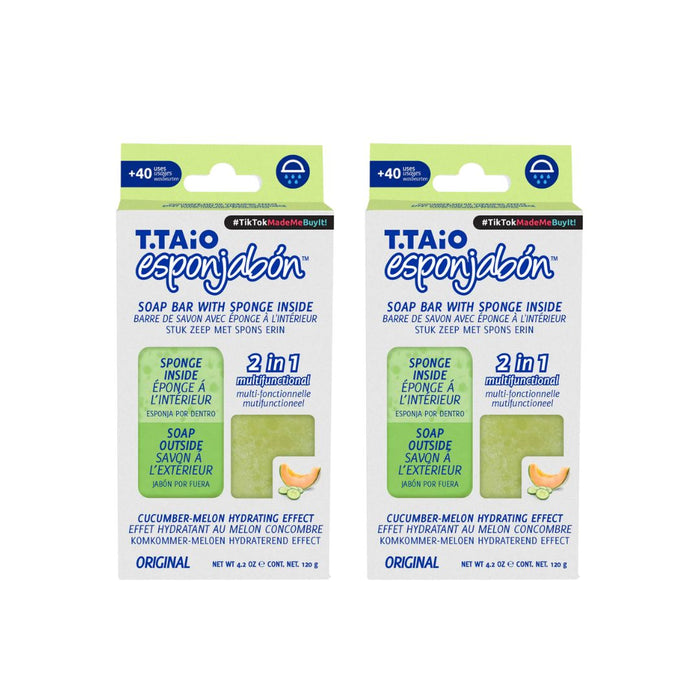 Pack de 2 ÉpongeSavon: Éponge + Savon 2 en 1 - 120gr - T.taio : 2x Pepino - 1