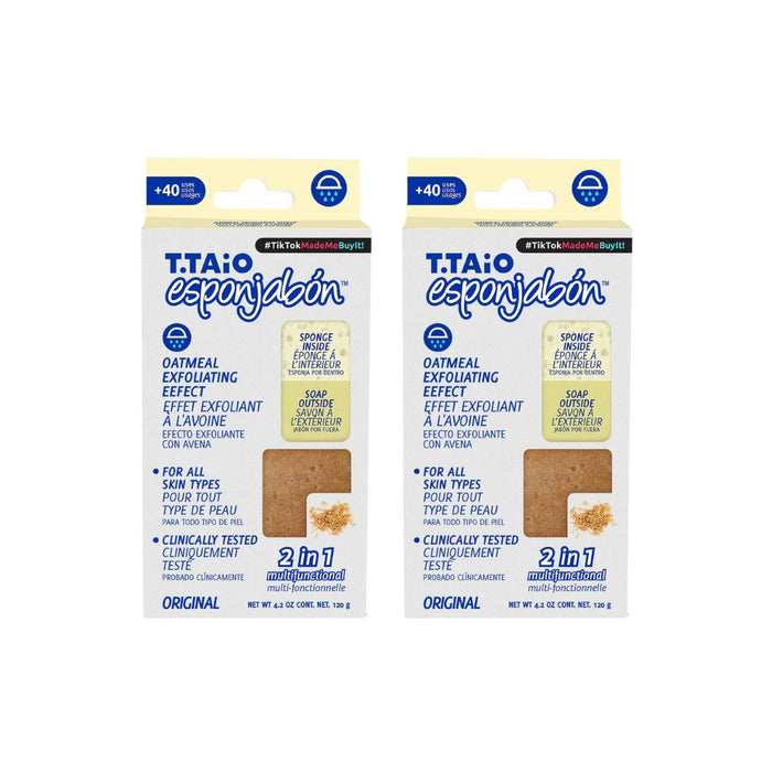 Pack de 2 ÉpongeSavon: Éponge + Savon 2 en 1 - 120gr - T.taio : 2x Avena - 1