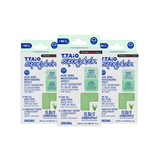 Pack de 3 ÉpongeSavon: Éponge + Savon 2 en 1 - 120gr - T.taio : 3x Aloe - 1