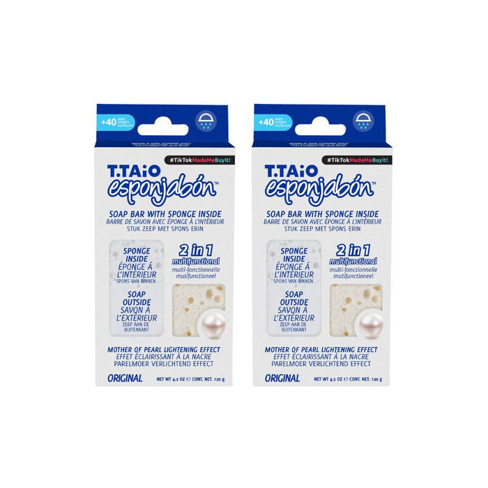 Pack de 2 ÉpongeSavon: Éponge + Savon 2 en 1 - 120gr - T.taio : 2x Perla - 1