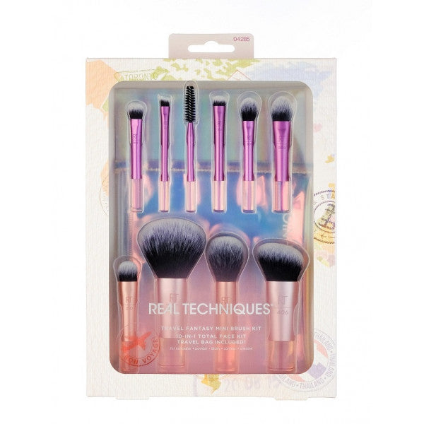 Ensemble de 10 mini pinceaux + trousse de mini pinceaux Travel Fantasy : Ensemble de 10 pinceaux - Real Techniques - 1