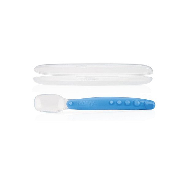 Cuillère en silicone avec étui hygiénique 3m+ - Nuby - 1