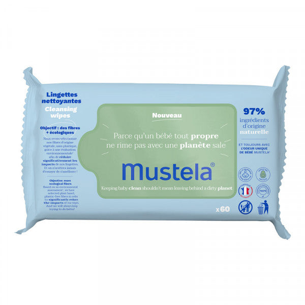 Lingettes nettoyantes écologiques en fibres naturelles - Mustela : 60 Toallitas - 1