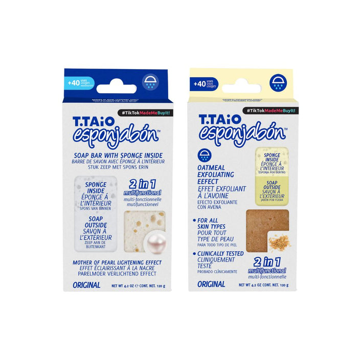Pack de 2 ÉpongeSavon: Éponge + Savon 2 en 1 - 120gr - T.taio : Perla + Avena - 1