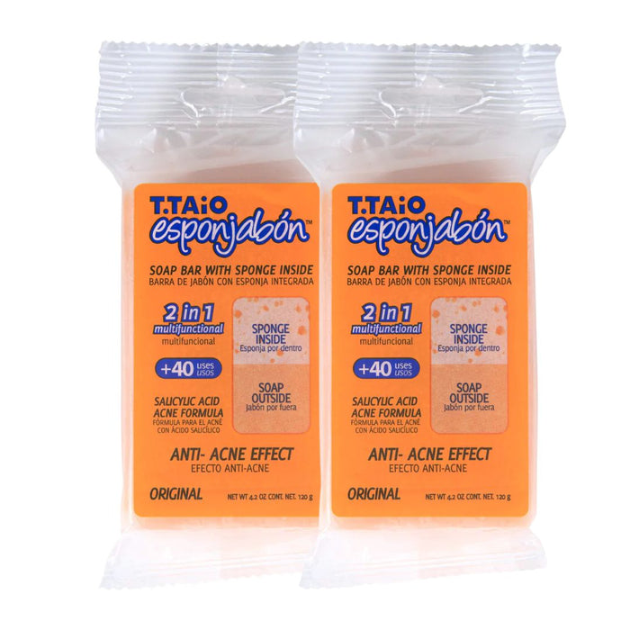 Pack de 2 ÉpongeSavon: Éponge + Savon 2 en 1 - 120gr - T.taio : 2x Original Anti Imperfecciones - 1