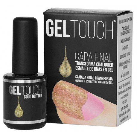 Top Coat Gel Dorado - Paillettes Dorées - Gel Touch - 6