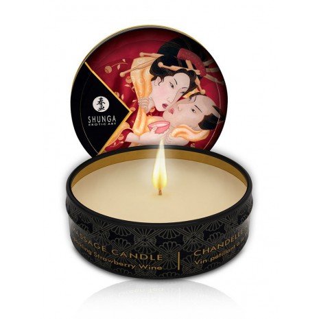 Mini Caress by Candelight Bougie de Massage Fraise et Champagne 30ml - Bougies - Shunga - 1