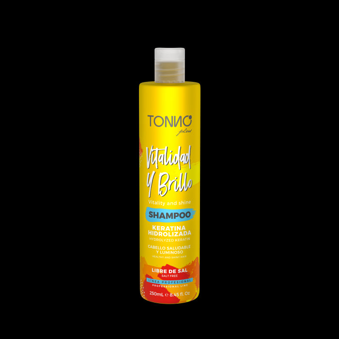 Shampooing VITALITÉ ET BRILLANCE à la Kératine Hydrolysée 250 ml - Tonno Plus - 1