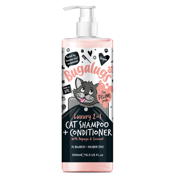 Shampoing et revitalisant 2 en 1 pour chats - Papaye et Noix de Coco - Bugalugs : 500ml - 1