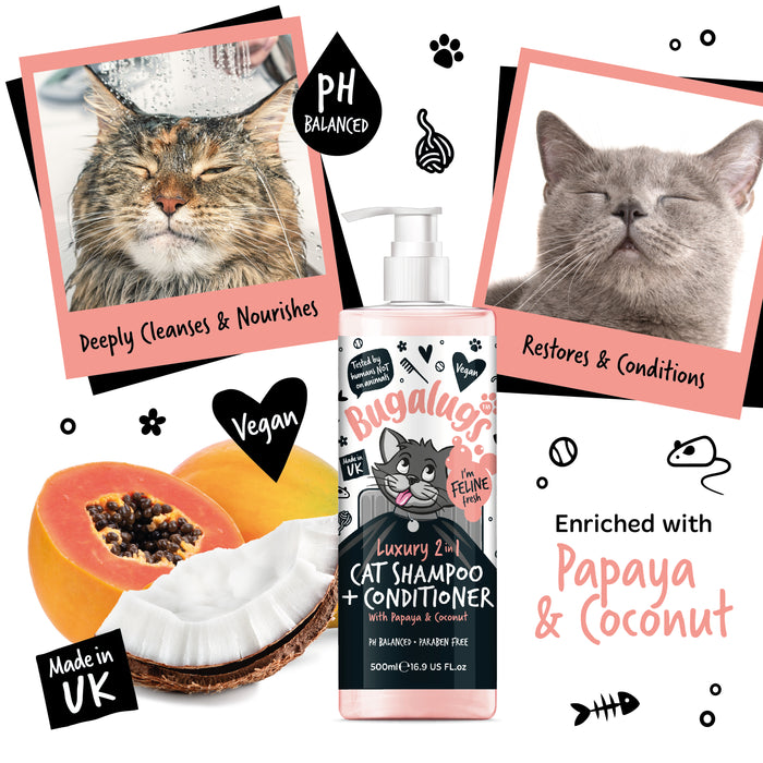 Shampoing et revitalisant 2 en 1 pour chats - Papaye et Noix de Coco - Bugalugs - 3