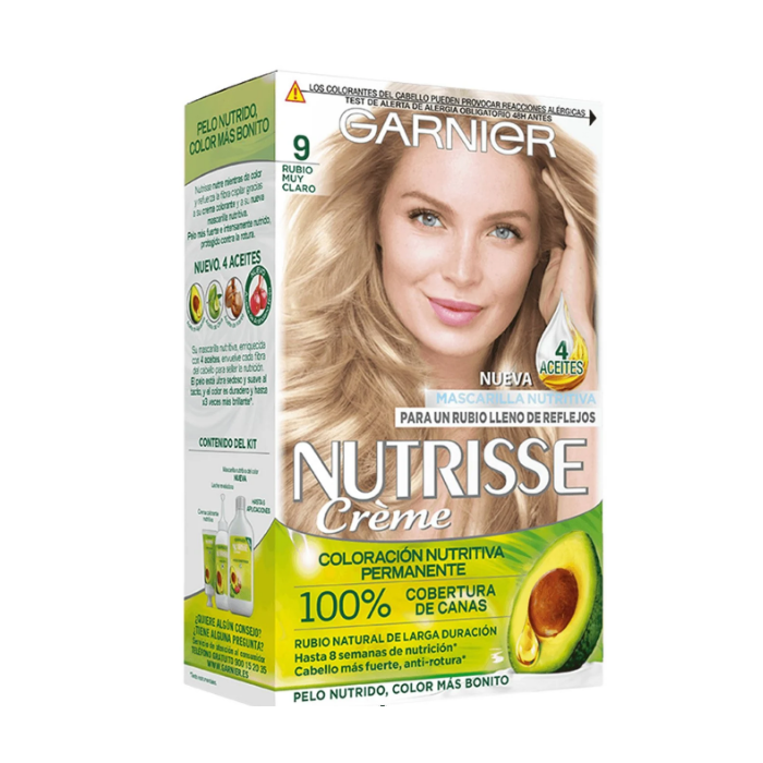 Teinture permanente Nutrisse - Garnier : Nutrisse Crème - 9 Rubio Muy Claro - 1