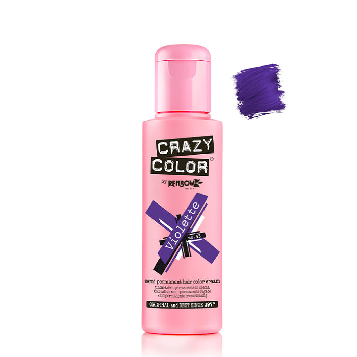 Teinture semi permanente sans ammoniaque 100ml - Crazy Color : 43 -  Violette - 1