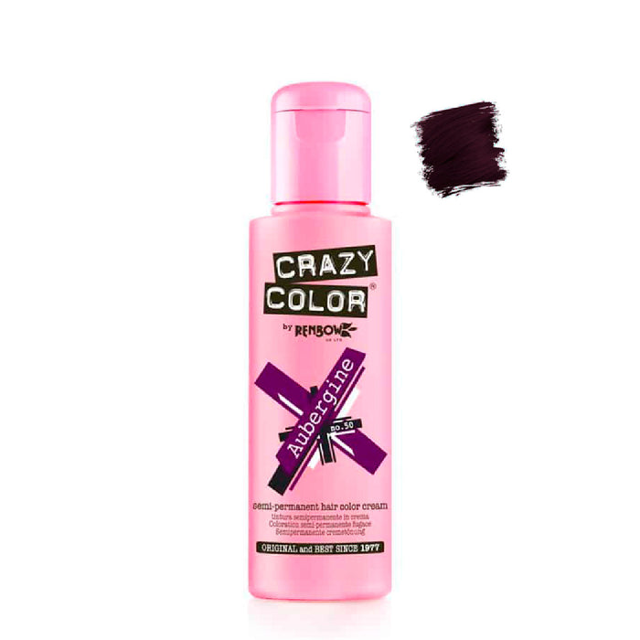 Teinture semi permanente sans ammoniaque 100ml - Crazy Color : 50 -  Aubergine - 1