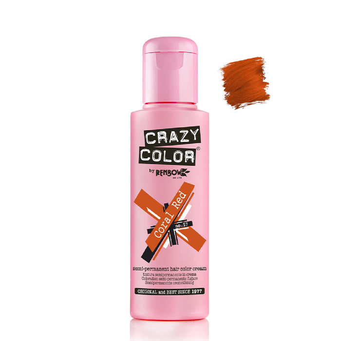 Teinture semi permanente sans ammoniaque 100ml - Crazy Color : 57 -  Coral Red - 1