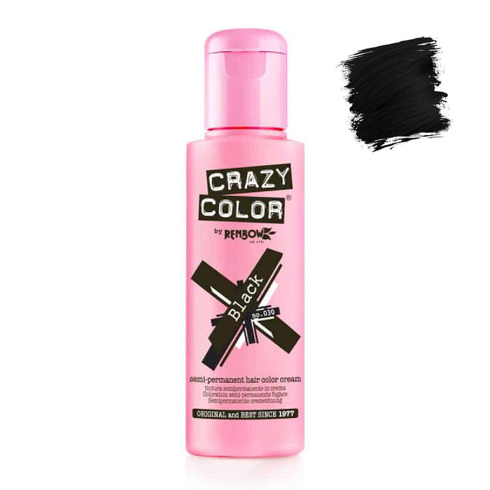 Teinture semi permanente sans ammoniaque 100ml - Crazy Color : 30 -  Black - 1