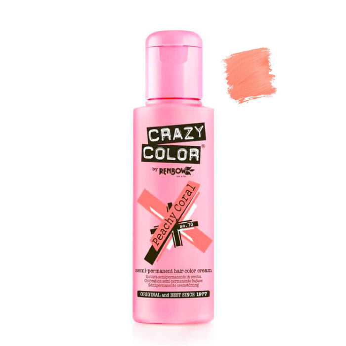 Teinture semi permanente sans ammoniaque 100ml - Crazy Color : 70 -  Peachy Coral - 1