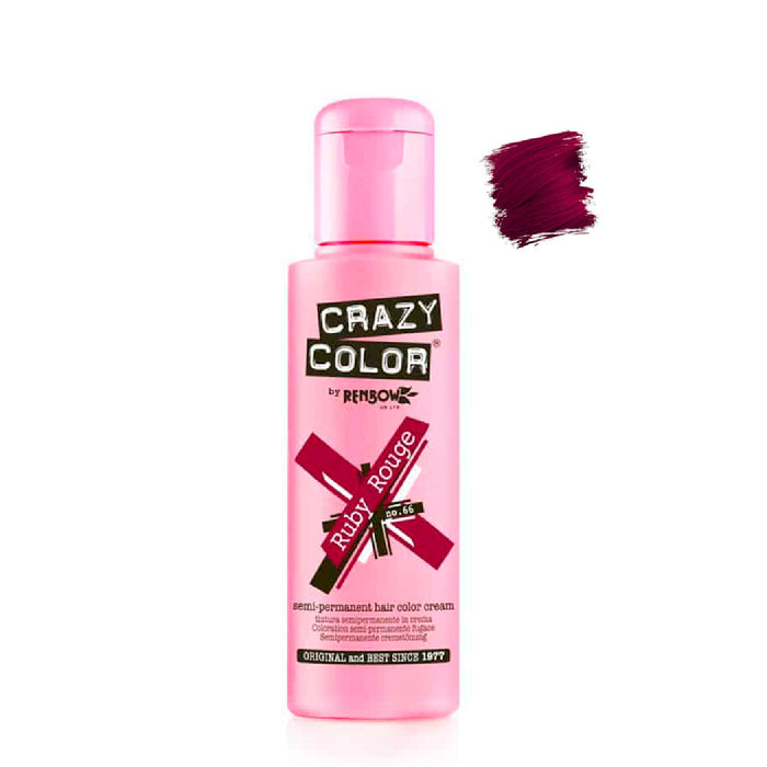 Teinture semi permanente sans ammoniaque 100ml - Crazy Color : 66 -  Ruby Rouge - 1