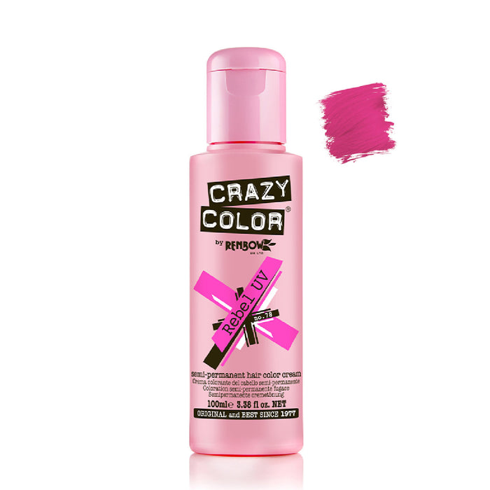 Teinture semi permanente sans ammoniaque 100ml - Crazy Color : 78 -  Rebel UV - 1