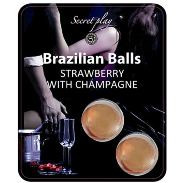 Set 2 Boules Lubrifiantes Boules Brésiliennes Fraises &amp; Cava - Secretplay Cosmetic - Secret Play - 1