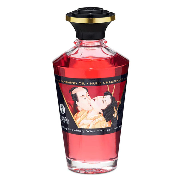 Huile de Massage Effet Chaleur Goût Cerise Intense 100 ml - Huiles - Shunga - 1