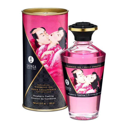 Huile de Massage Effet Chaleur Goût Framboise Intense 100 ml - Huiles - Shunga - 1