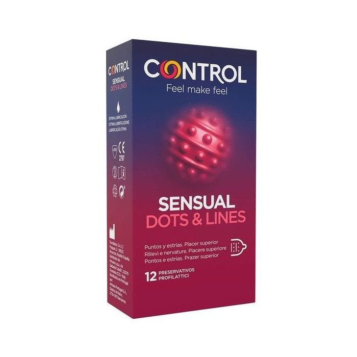 Préservatifs Points Sensuels et Vergetures - 12 Unités - Control - 1
