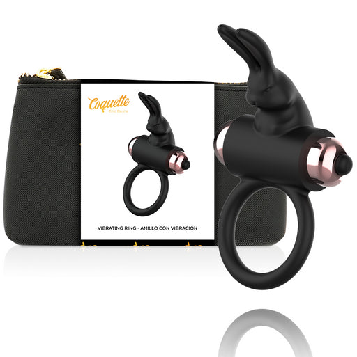 Cock Ring Anneau Vibrant Noir / Doré - Coquette - 1