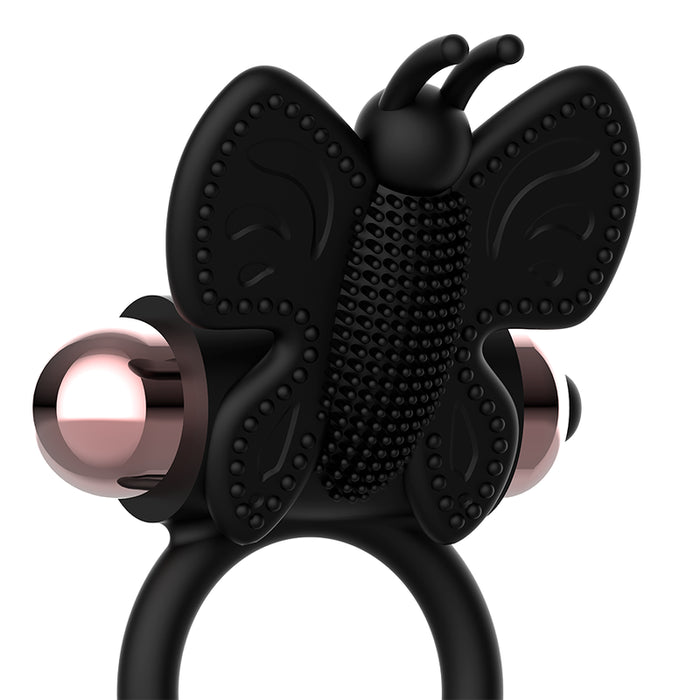 Cockring Papillon Anillo Vibrador Noir / Doré - Coquette - 4
