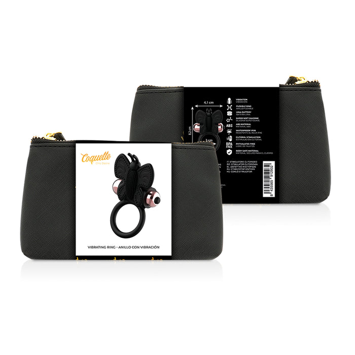 Cockring Papillon Anillo Vibrador Noir / Doré - Coquette - 5