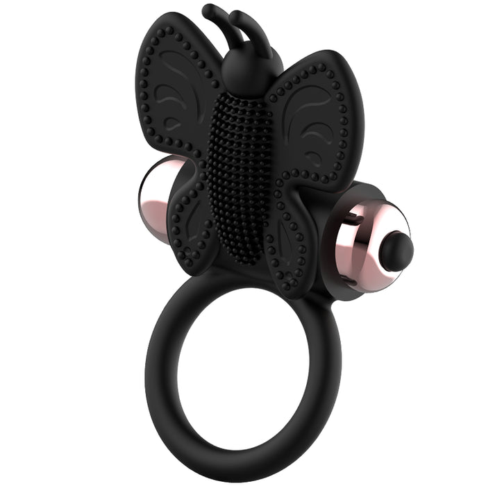 Cockring Papillon Anillo Vibrador Noir / Doré - Coquette - 6