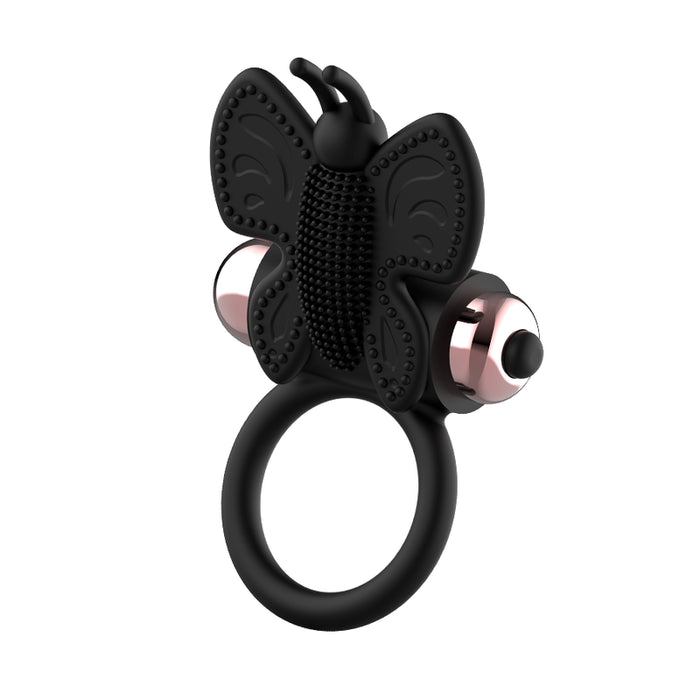 Cockring Papillon Anillo Vibrador Noir / Doré - Coquette - 8