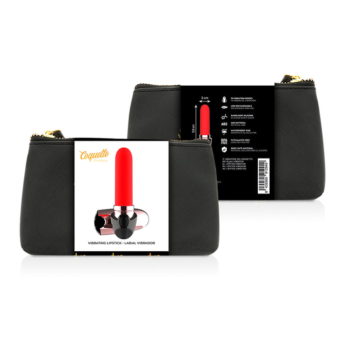 Rouge à Lèvres Vibrant Rechargeable Luxe Noir / Or - Coquette - 2