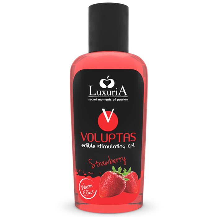 Gel de massage comestible à l'effet chauffant - Fraise 100 ml - Luxuria - 1