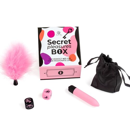 Boîte de Plaisirs pour Couples avec Dés, Balle Vibrante et Plumeau - Secret Pleasures Box - Secret Play - 1