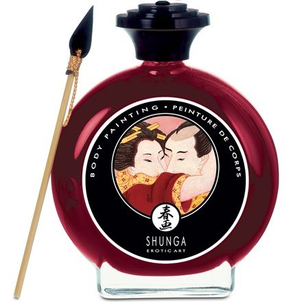 Peinture Corporelle Comestible Fraises &amp; Champagne - Crème de Massage - Shunga - 1