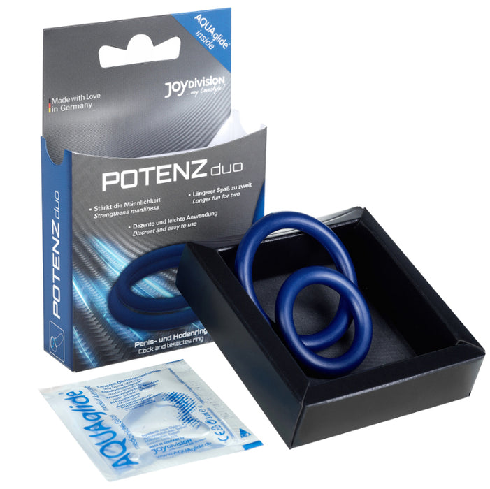 Duo Erection Enhancer Anneaux Taille M Bleu - Potenzduo - 1
